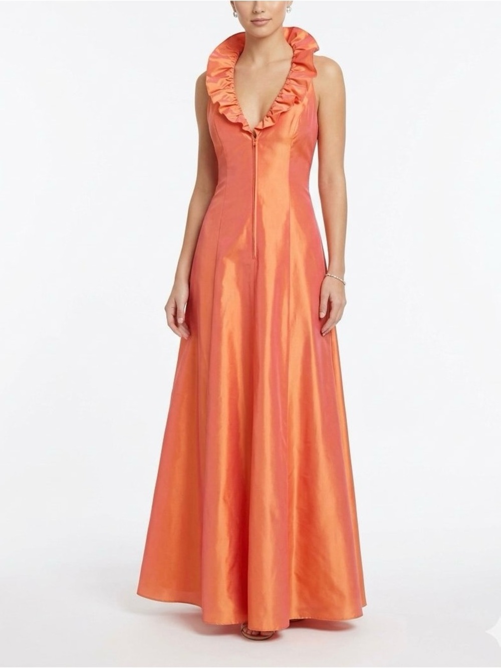 Vintage Y2K Jessica McClintock Gunne Sax Shimmer Ruffle Halter Maxi Dress Sz 5